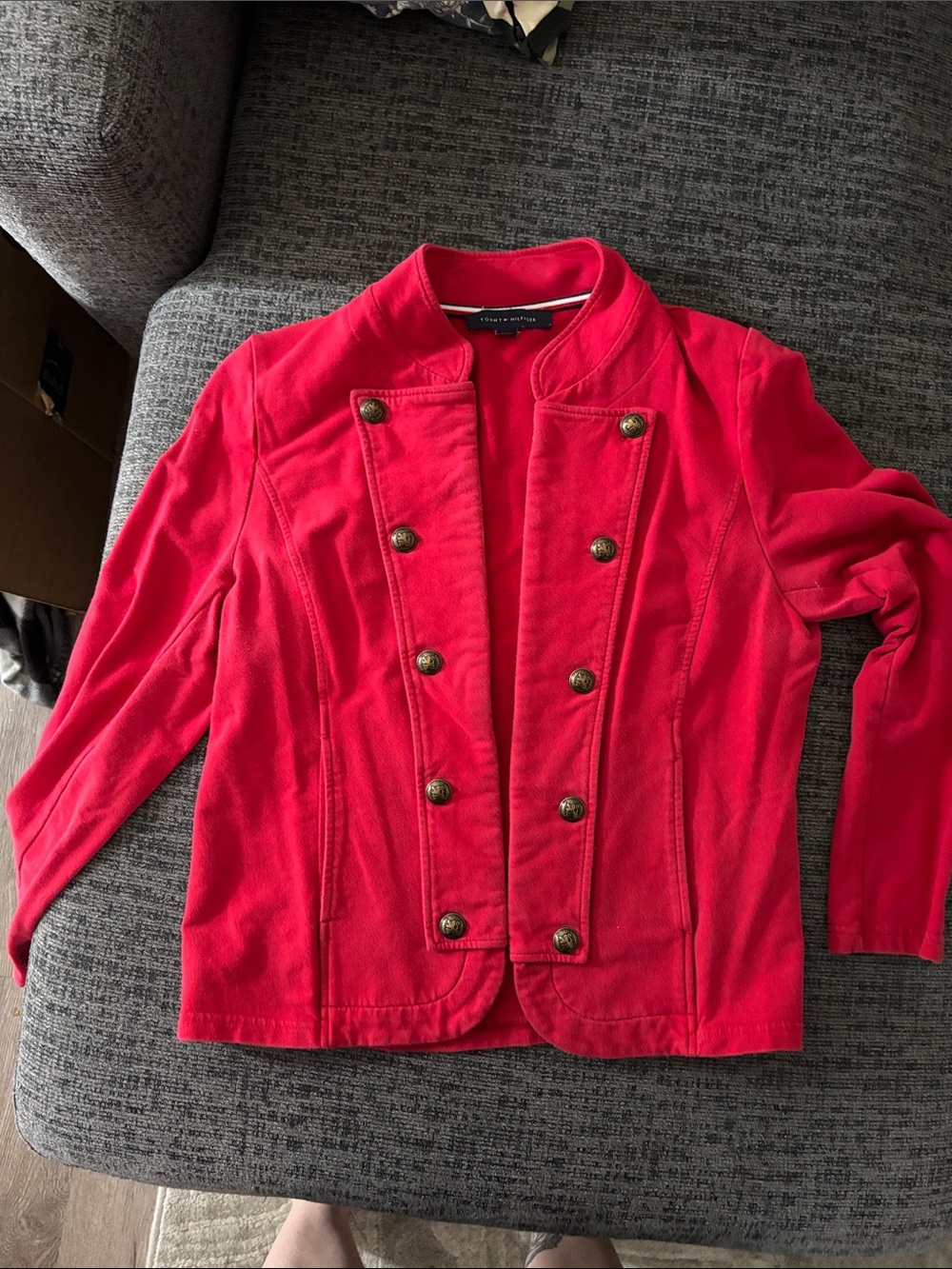 Tommy Hilfiger Red Double-Breasted Military-Style Blazer